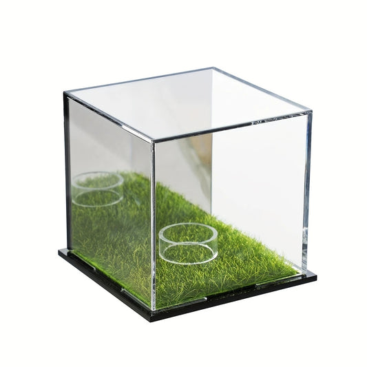 Golf Ball Display Case with Stand & Faux Green Grass